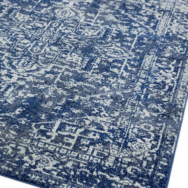 Asiatic London Nova Antique NV10 Blue Polypropylene Traditional Vintage Abstract Rug