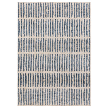 Mason Grid Modern Art Abstract Stripes Soft Rug in Blue Cream