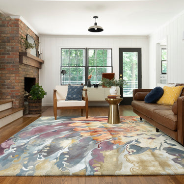 Prismatic Abstract Rug by Nourison Modern Luxury Soft Wool Silky Viscose Hand Tufted PRS08 Rug in Multicolour