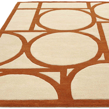 Asiatic London Metro Retro Tufted Rust Orange Wool Geometric Modern Rug