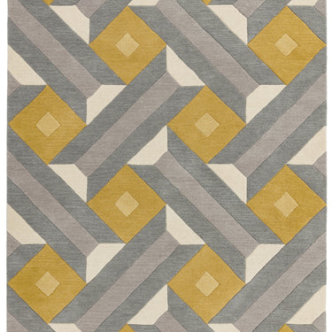 Reef Motif RF01 Geometric Pattern Hand Tufted Rug Hallway Runner in Ochre Grey