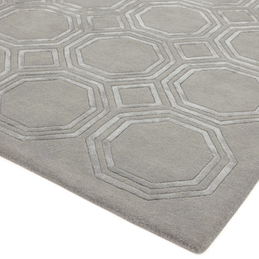 Asiatic London Nexus Octagon Silver Hand-Carved Wool Viscose Geometric Rug 160x230 cm