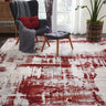 Nourison Maxell MAE14 Ivory Red Cotton Abstract Modern Rug - Large 160x221 cm (5'3"x7'3")