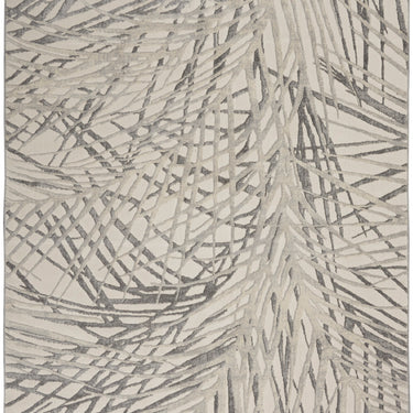 Nourison Rustic Textures RUS17 Leaves Pattern Ivory Grey Jute Abstract Floral Textured Rug