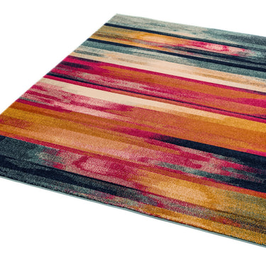 Nova NV05 Stripe Modern Abstract Painterly Rainbow Rug in Multi Colours