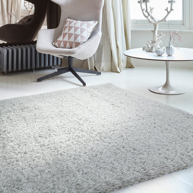 Payton Shaggy Rug Soft Fluffy Living Room Bedroom Silky Shimmer Silver Rug