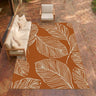 Terrace Leaf Aqua Terracotta Orange Indoor Outdoor Polypropylene Modern Rug - Small 80x150 cm (2'6"x5')