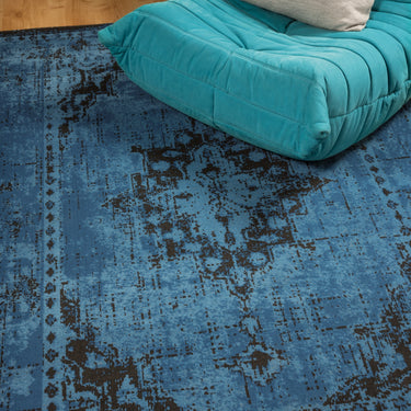 Revive Modern Traditional Vintage Medallion Rug in Grey, Charcoal and Blue