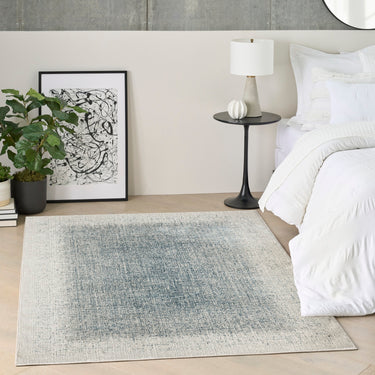 Grand Street GRN03 Silky Ivory Blue By Abstract Textured Modern Rug - Medium 119x180 cm (3'11"x5'11")