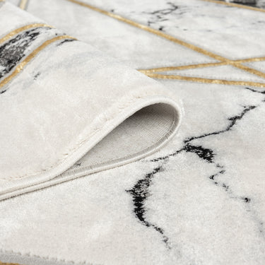Bianco 185MA Modern Marbled Abstract Black Cream Rug & Hall Runner