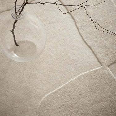 Origins Sculptured Boulder Tufted Cream Wool Textured Modern Rug