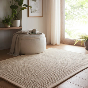 Origins Sisal Boucle Durable Classic Bordered Natural Beige Non-Slip Cotton Traditional Textured Rug - Medium 120x170 cm (4'x5'6")