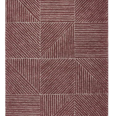 Origins Squared Tufted Berry Wool Geometric Textured Striped Rug