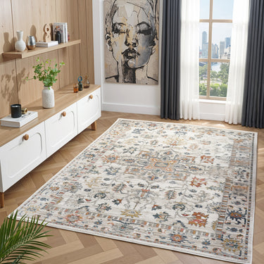 URCO Nova Floyd Distressed Cream Polypropylene Persian Traditional Vintage Hallway Runner Rug - Runner 66x200 cm (2'1"x6'6")