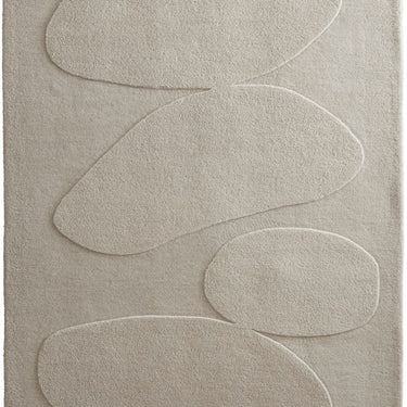 Origins Sculptured Pebble Oatmetal Tufted Beige Wool Textured Modern Rug