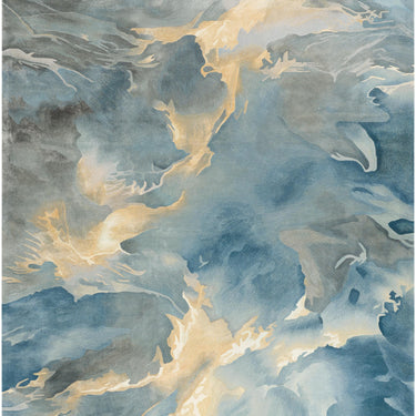 Prismatic PRS40 Hand Tufted New Zeland Wool Silk Stormy Sky Pattern Handmade Rug in Blue Multi