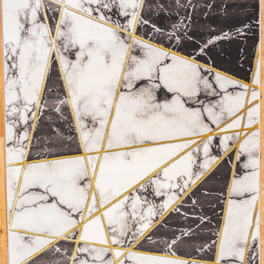 Bianco 185MA Modern Marbled Abstract Black Cream Rug & Hall Runner