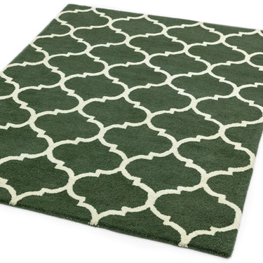 Albany Ogee Traditional Morroccan Trellis Design Hand Tufted Wool Rug in Green