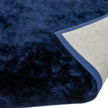 Asiatic London Whisper Silky Shiny High Pile Navy Blue Shaggy Textured Plush Rug