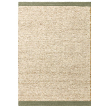 Asiatic London Lima Natural Sage Green Contrasting Edge Hand-Woven Wool Cotton Textured Rug
