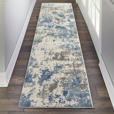 Rustic Textures RUS08 Modern Abstract Rug in Ivory Grey Blue