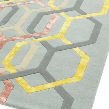 Asiatic London Matrix Hexagon MAX67 Tufted Silver Wool Viscose Geometric Textured Rug 160x230 cm