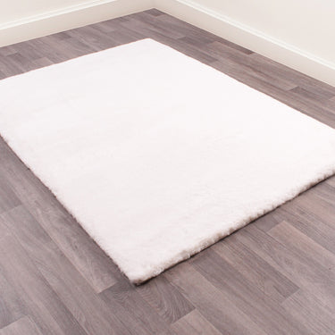 URCO Luxe Faux Fur Super Ivory Shaggy Textured Plain Rug
