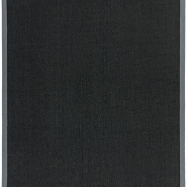 Asiatic London Sisal Black Grey Border Non-Slip Jute Cotton Textured Rug
