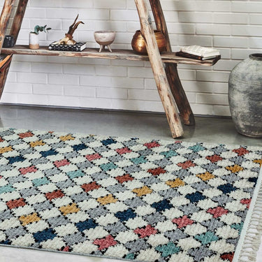 Cyrus CY05 Farah Modern Traditional Nomadic Kilim Berber Style Fringed Rug in Multi Extra Large 200 x 290 cm