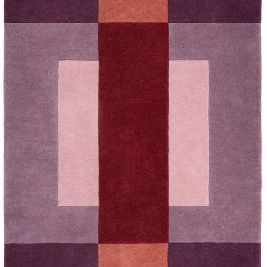 Sienna Block Berry Rug Modern Geometric Hand-Carved  Soft 100% Wool Area Rug in Purple Terracotta Rust