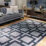Eaton Katherine Carnaby Rug Modern Geometric Hand Woven Silky Viscose Metallic Sheen Super Soft Storm Denim Blue Rug - Medium 120x180 cm (4'x6')