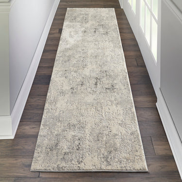 Nourison Rustic Textures RUS07 Grey Beige Jute Polypropylene Abstract Textured Hallway Runner Rug