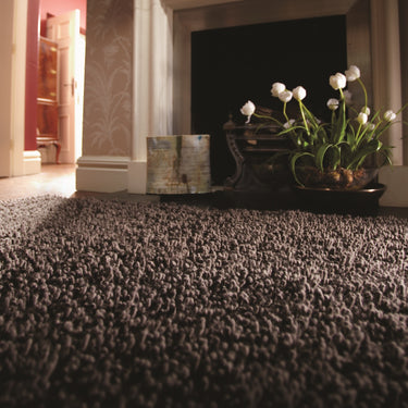 Imperial Luxury Shaggy Hand Woven Wool Rug in Chocolate Brown