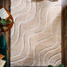 Origins Wave Silky Shine Cream Shaggy Modern Plush Rug - Large 160x230 cm (5'3"x7'7")
