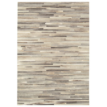 Gaucho Hand Woven Real Cow Hide Sheepskin Patchwork Chevron Beige Light Grey Rug in 160 x 230 cm