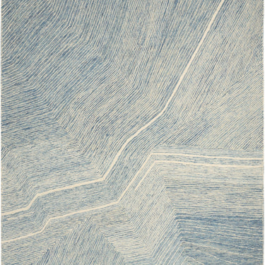 DKNY Pure Angles Tufted Linear Pattern Ivory Handmade Wool Abstract Textured Rug