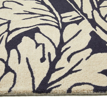 Origins Heritage Pure Damask Tufted Navy Blue Wool Cotton Traditional Floral Round Rug