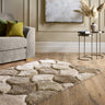 Origins 3D Scallop Silky Sand Neutral Jute Shaggy Geometric Rug - Small 80x150 cm (2'6"x5')