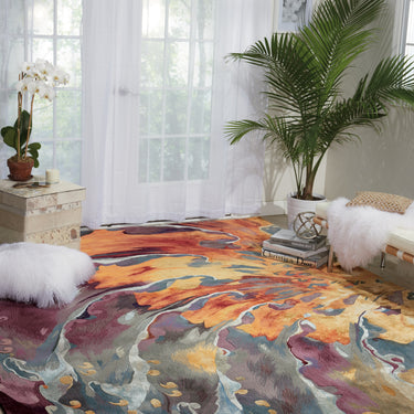 Prismatic Abstract Rug by Nourison Modern Luxury Soft Wool Silky Viscose Hand Tufted PRS08 Rug in Multicolour