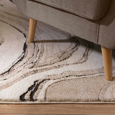 Asiatic London Mirage Quartz Marbled Texture Beige Natural Polypropylene Abstract Textured Rug