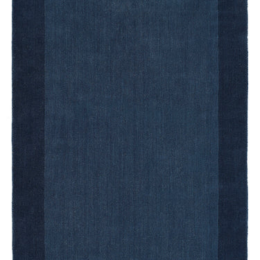 Origins Borders Hand Loom Woven Wool Bordered Rug Hallway in Navy Blue