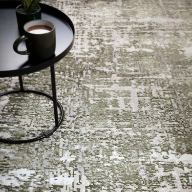 Asiatic London Stellar ST10 Silky Beige Green Polypropylene Abstract Textured Rug