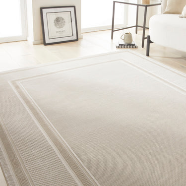 Consept Looms Olivia OLI101 Framed Border Cream Beige Traditional Bordered Modern Rug