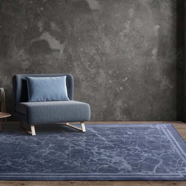 Asiatic London Zehraya ZE02 Ink Blue Border Washable Persian Traditional Vintage Rug