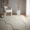 Sculptured Formation Cream Hand-Tufted Wool Scandi Abstract Rug - Large 160x230 cm (5'3"x7'7")