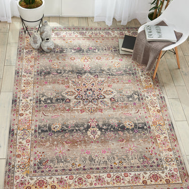 Nourison Kashan VKA01 Classic Grey Polypropylene Persian Oriental Traditional Rug - Medium 121x173 cm (4'x6')