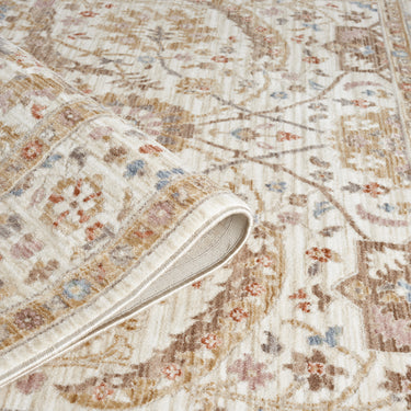 Alia Viana Cream Traditional Floral Bordered Rug