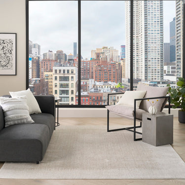 Grand Street GRN03 Silky Ivory Beige By Abstract Textured Modern Rug