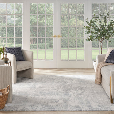 Nourison Exhale EXL01 Lattice Pattern Grey Polypropylene Abstract Textured Rug
