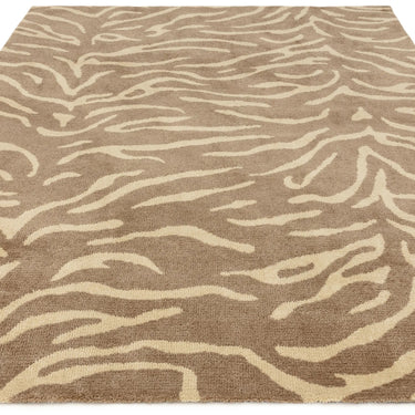 Tigra Wild Safari Animal Pattern Sand Beige Hand-Woven Hand-Carved Wool Cotton Rug